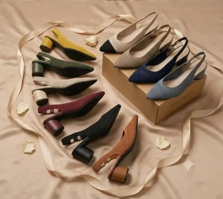 Chaussures à Talons Blocs et Bout Pointu
