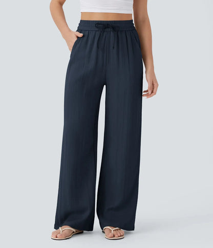 Pantalon Large Fluide à Cordon