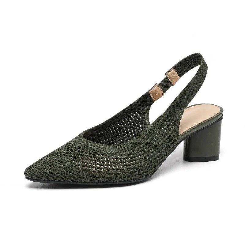 Chaussures à Talons Blocs et Bout Pointu