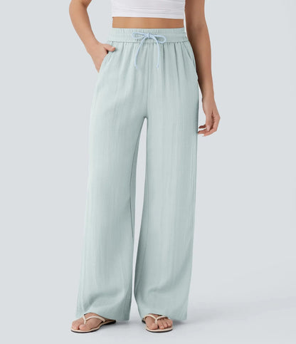 Pantalon Large Fluide à Cordon