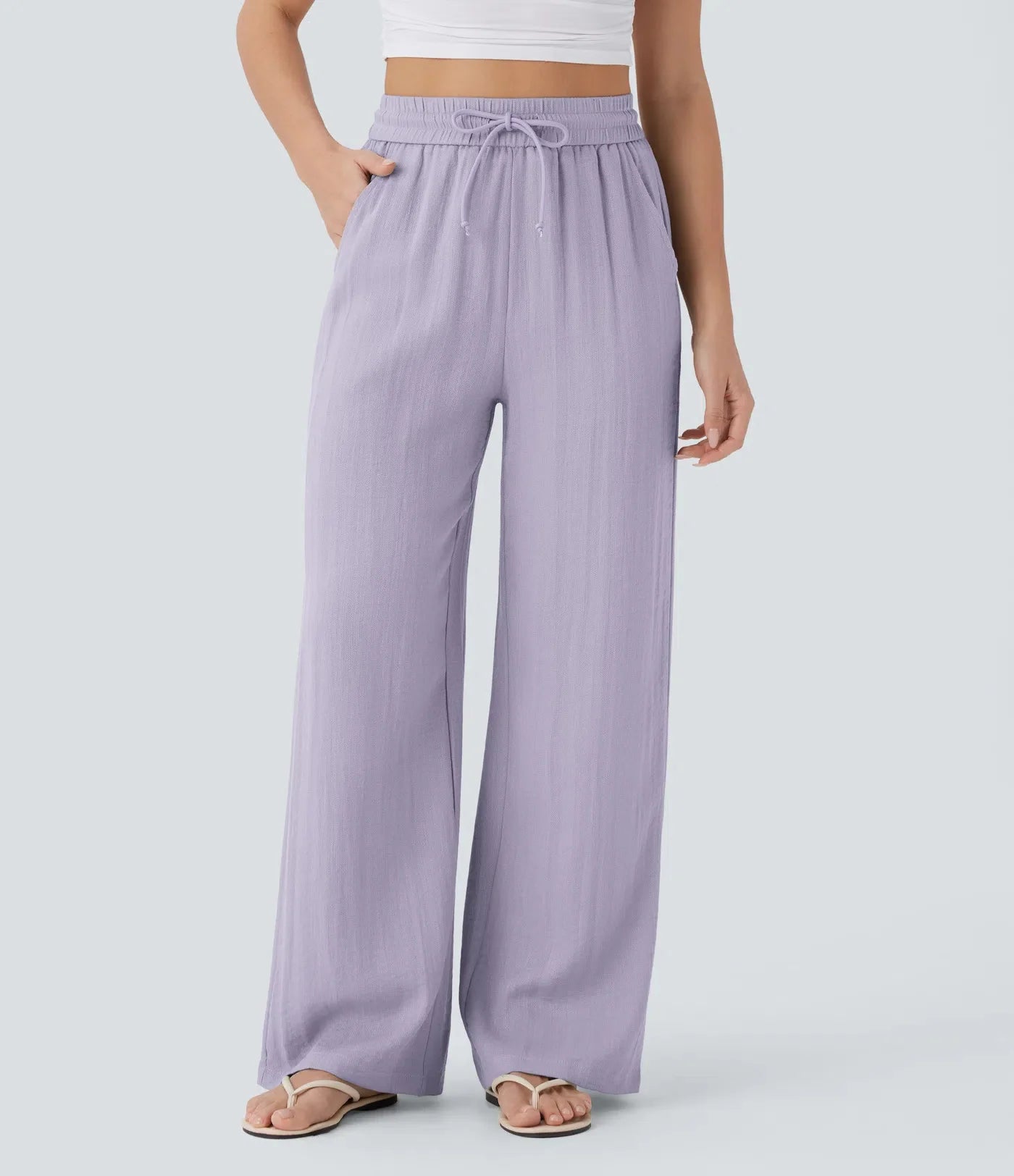 Pantalon Large Fluide à Cordon