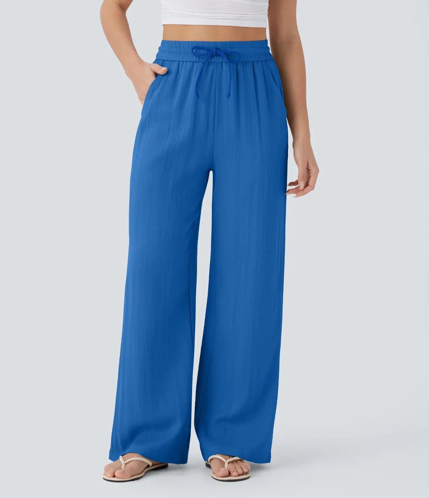 Pantalon Large Fluide à Cordon