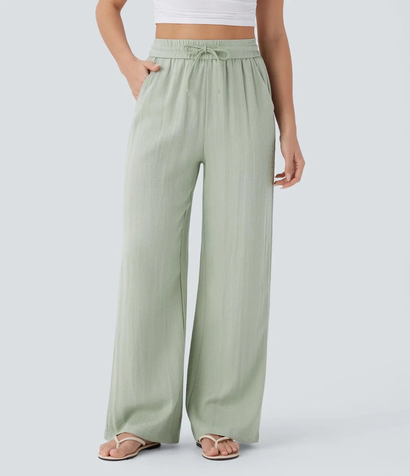 Pantalon Large Fluide à Cordon