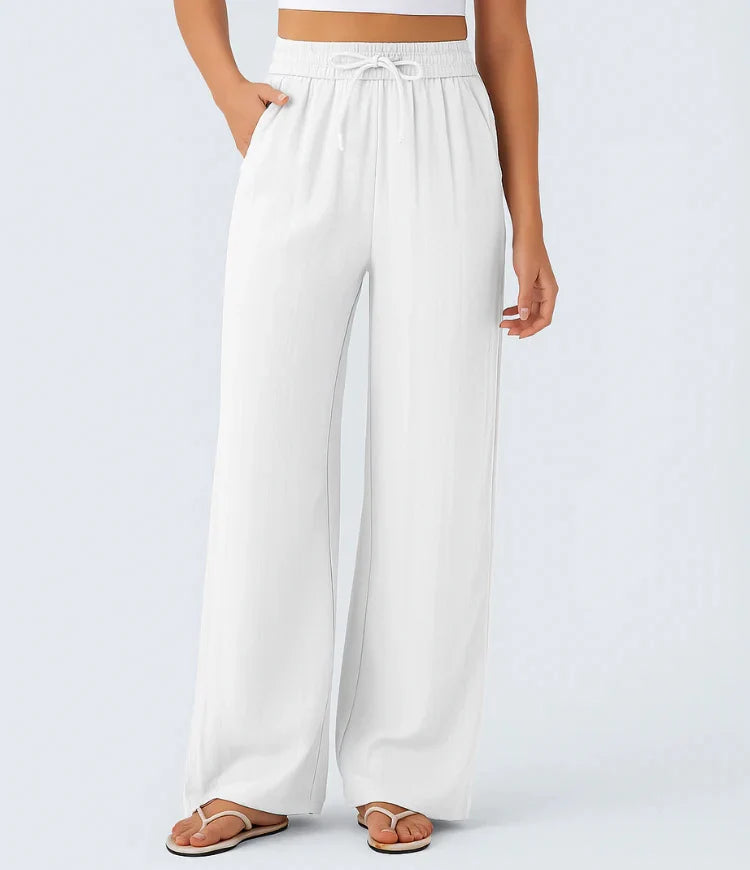 Pantalon Large Fluide à Cordon