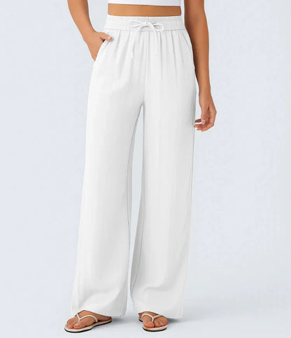 Pantalon Large Fluide à Cordon