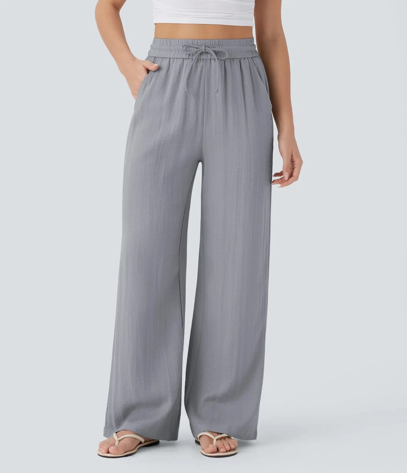 Pantalon Large Fluide à Cordon