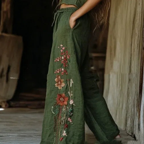 Pantalon Femme Coupe Large et Droite
