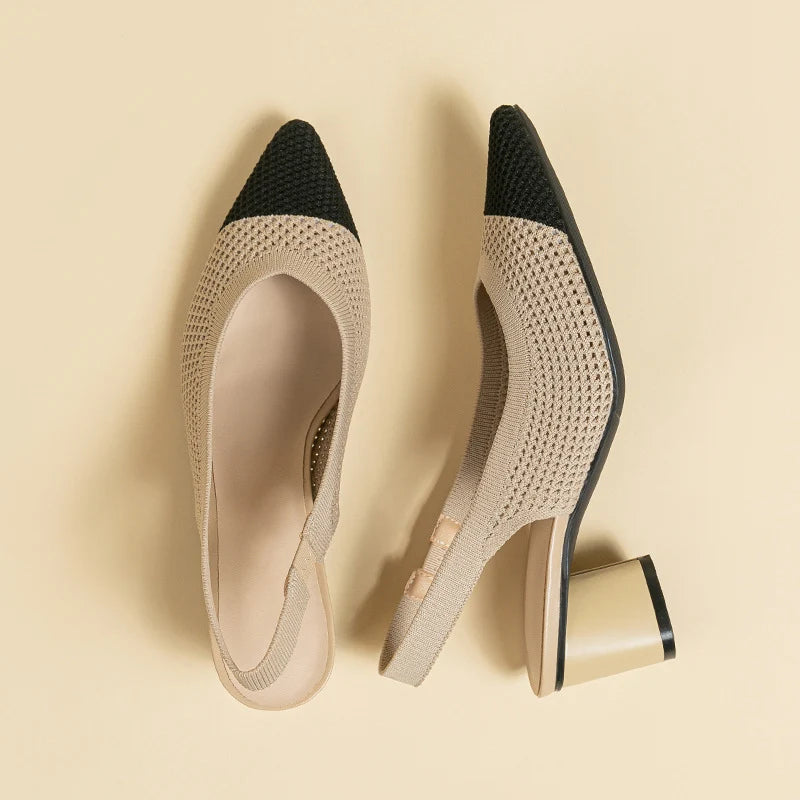 Chaussures à Talons Blocs et Bout Pointu