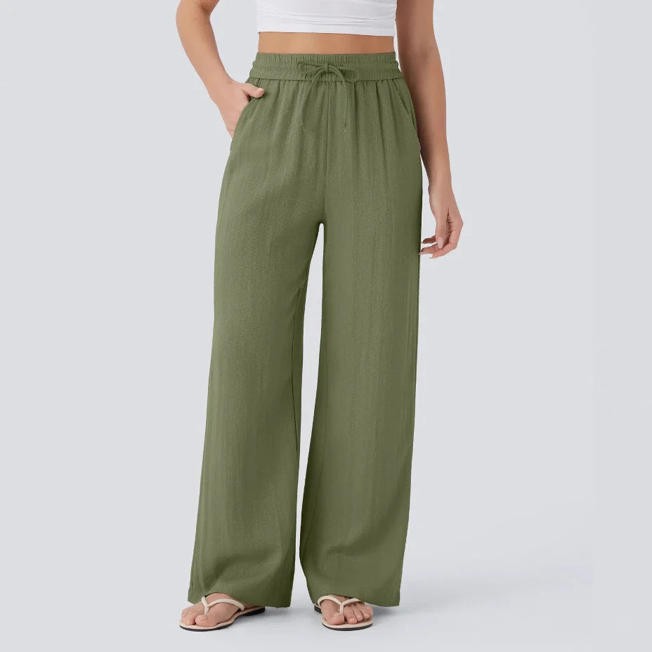 Pantalon Large Fluide à Cordon