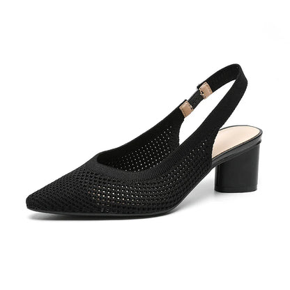 Chaussures à Talons Blocs et Bout Pointu
