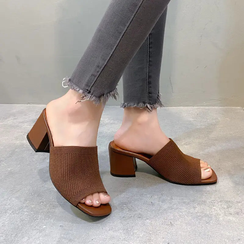 Mules d'Intérieur en Laine à Bout Carré