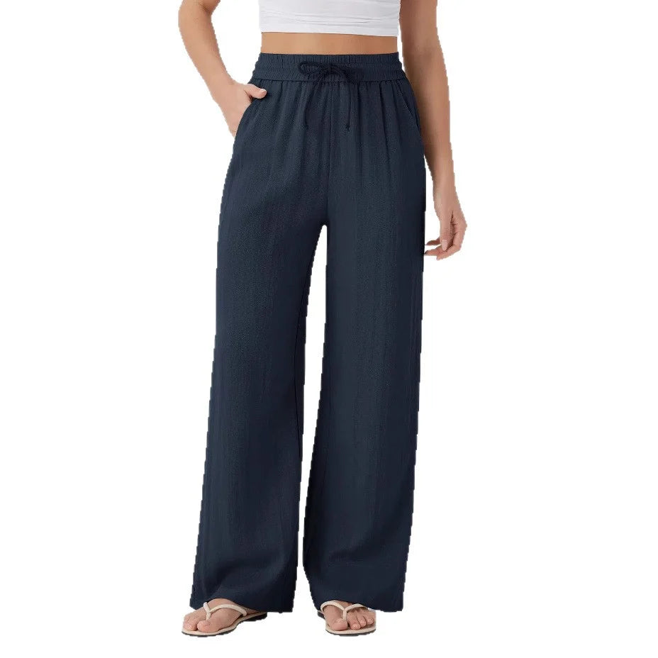 Pantalon Large Fluide à Cordon