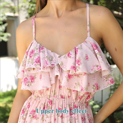 Robe Longue Fluide à Motif Floral "Aura"