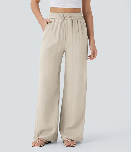 Pantalon Large Fluide à Cordon