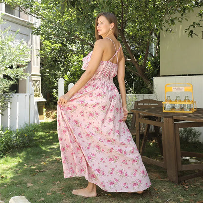 Robe Longue Fluide à Motif Floral "Aura"