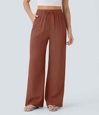 Pantalon Large Fluide à Cordon