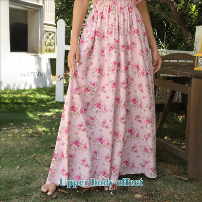 Robe Longue Fluide à Motif Floral "Aura"