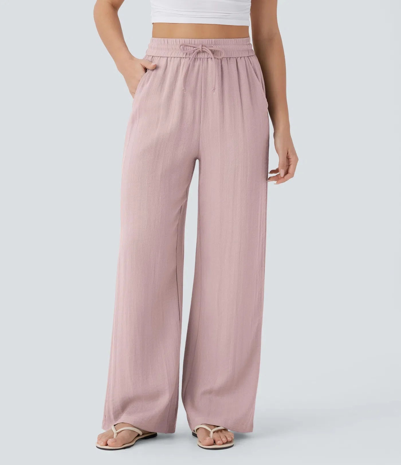 Pantalon Large Fluide à Cordon