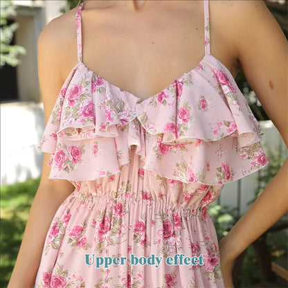 Robe Longue Fluide à Motif Floral "Aura"